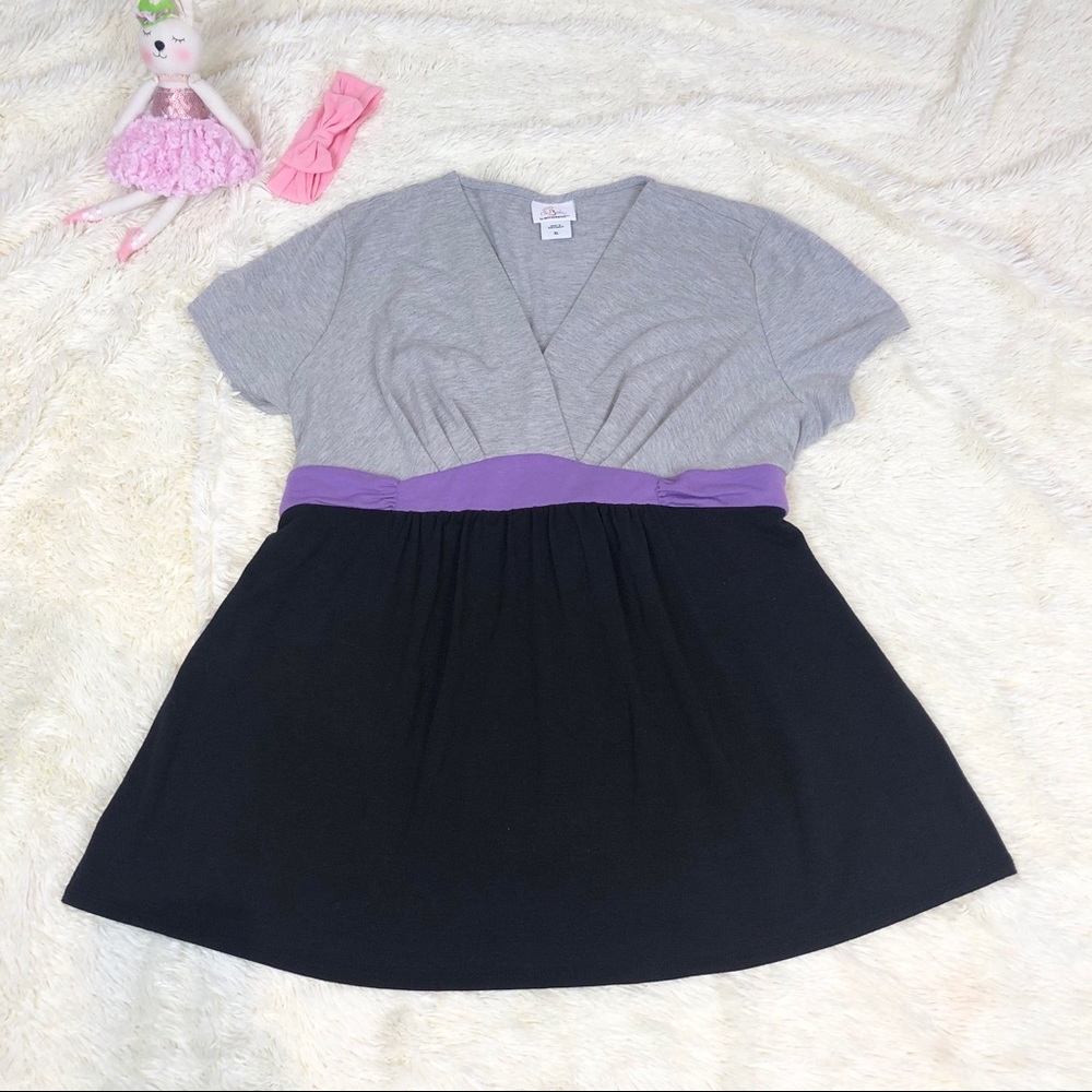 Oh Baby! Color Blocked Baby Doll Tie Back Top SZXL